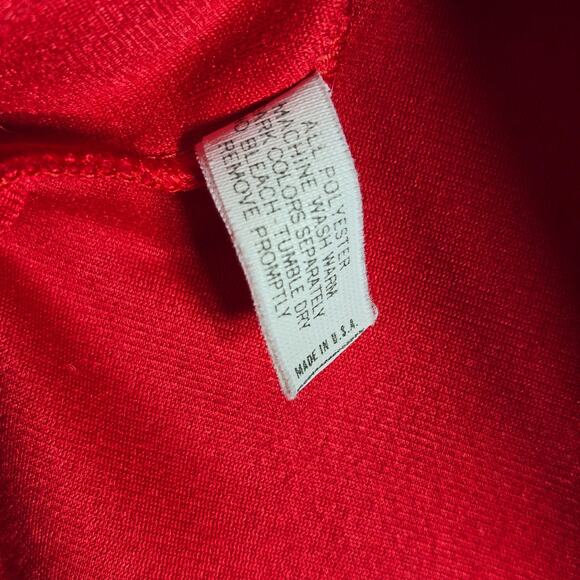 Vintage 70s Red Embroidered Collar Robe Lounge Dress Nightgown Shadowline USA M - Picture 8 of 13